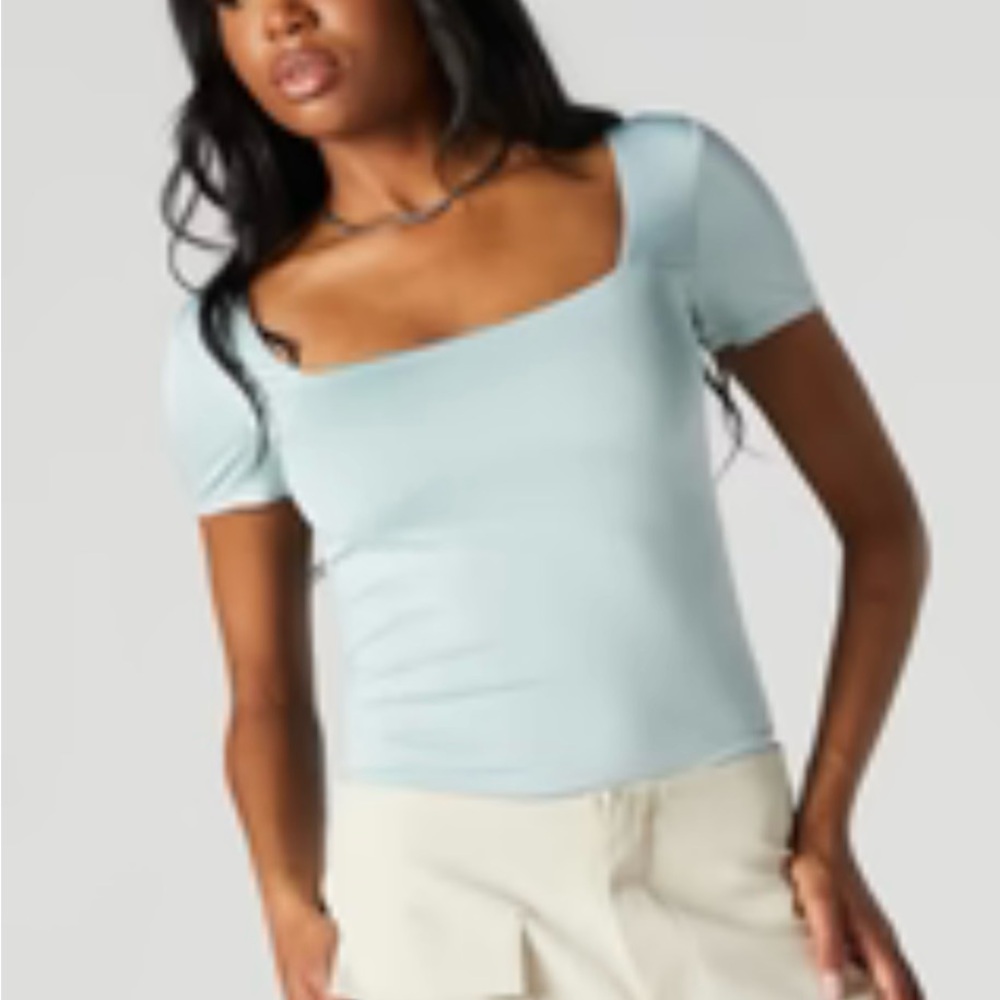 Forever 21 Green Fitted Short Sleeve Bodysuit